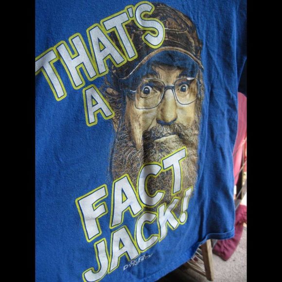Duck Dynasty Uncle Si That's a Fact Jack! L 10 12 Blue Print Short Sleeve TShirt - Picture 2 of 6